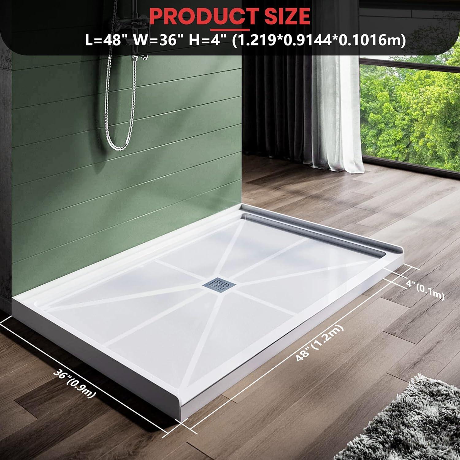 48'' W 32'' D Rectangular Single Shower Base