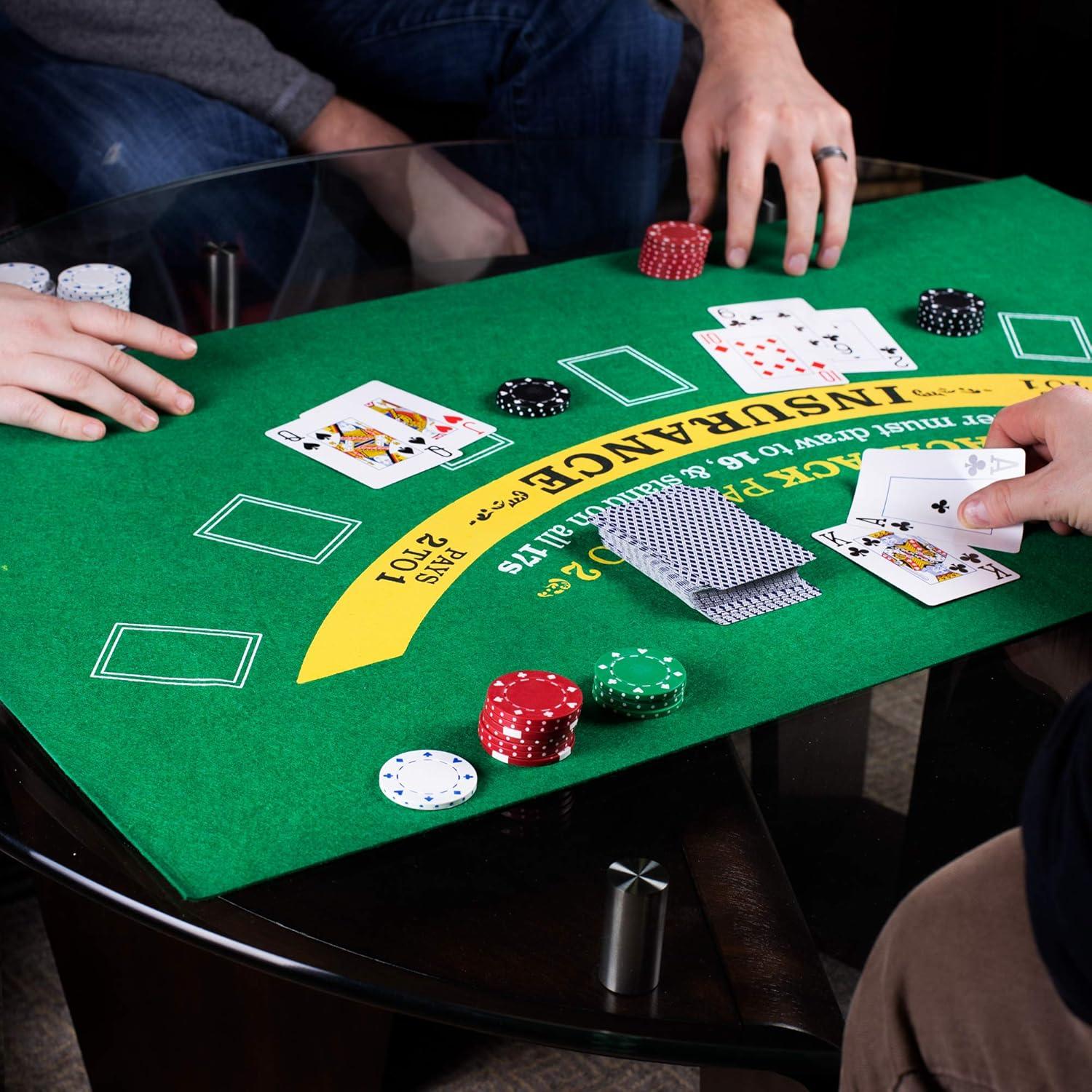 Green Double-Sided Felt Poker and Blackjack Tabletop Mat