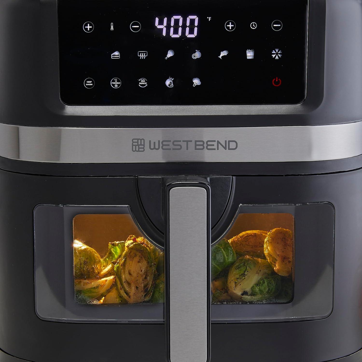 West Bend AFWB7QBK13 7 qt Air Fryer, Black with 13 One-Touch Presets