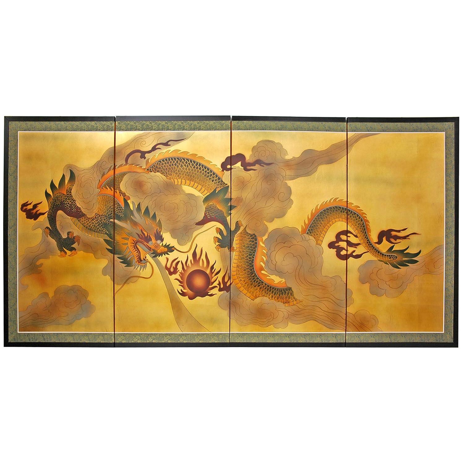 Oriental Furniture Gold Leaf Cranes, 36"H x 72"W, Gold leaf, hand painted, Oriental, Traditional, Unique pieces