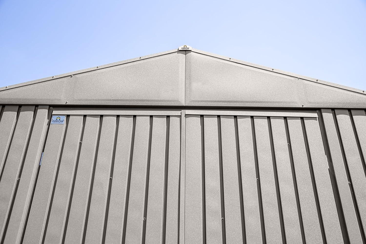 Elite Cool Grey 14' x 12' Steel Storage Shed with Swing Doors