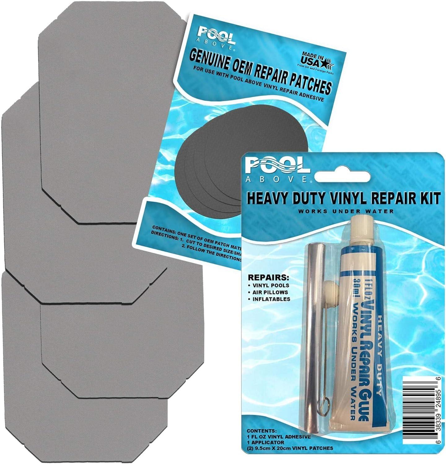 Pool Above Repair Kit for Easy Set, Fast Set, Frame Set Pool Liner | Vinyl Patches and Glue