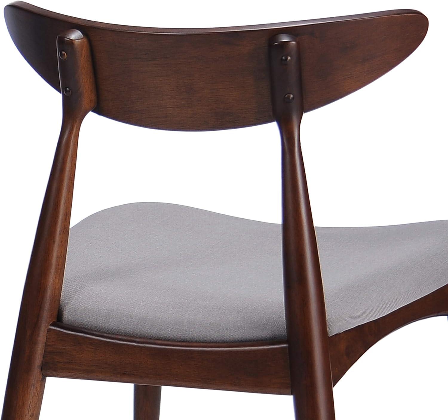 GDF Studio Wales Mid Century Modern Fabric Upholstered 5 Piece Dining Set, Light Gray and Walnut