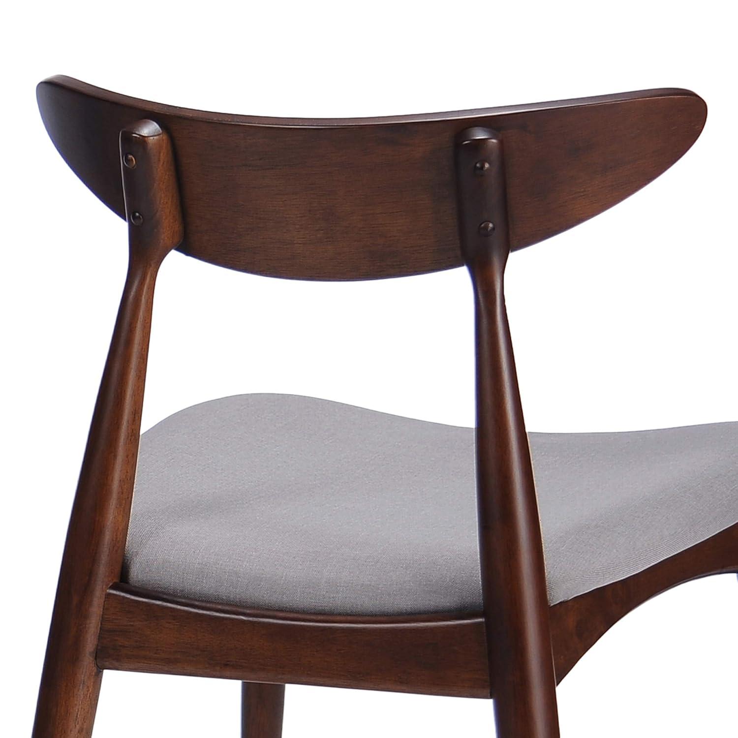 GDF Studio Wales Mid Century Modern Fabric Upholstered 5 Piece Dining Set, Light Gray and Walnut