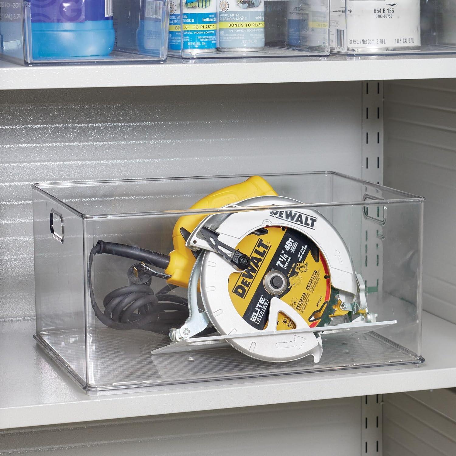 iDesign Plastic Stackable Storage Bin, 18" L X 13.91" W X 8.5" H, Clear