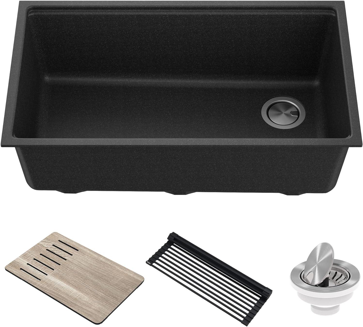 Kraus Bellucci 32 in. Undermount Quartz Composite Single Bowl Kitchen Sink with Accessories