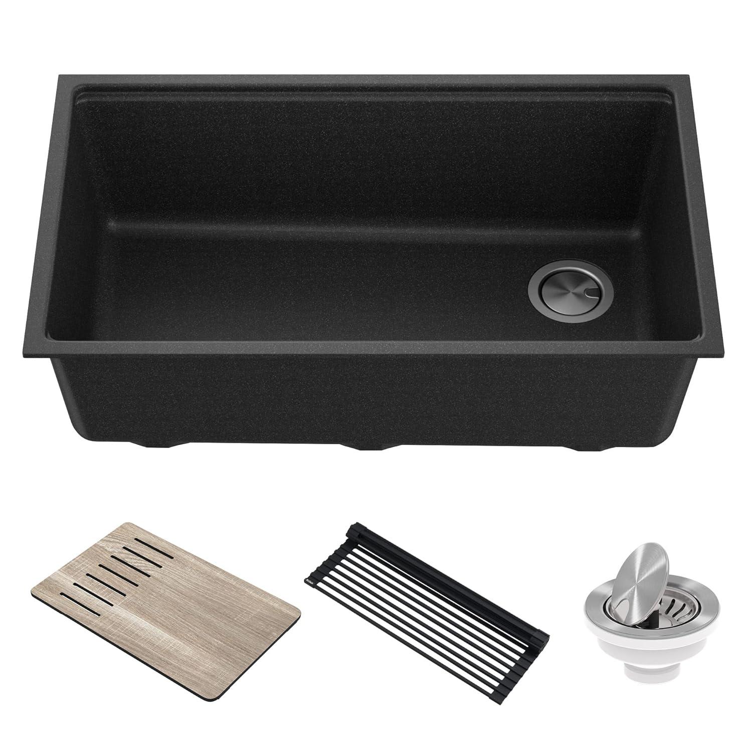 Kraus Bellucci 32 in. Undermount Quartz Composite Single Bowl Kitchen Sink with Accessories