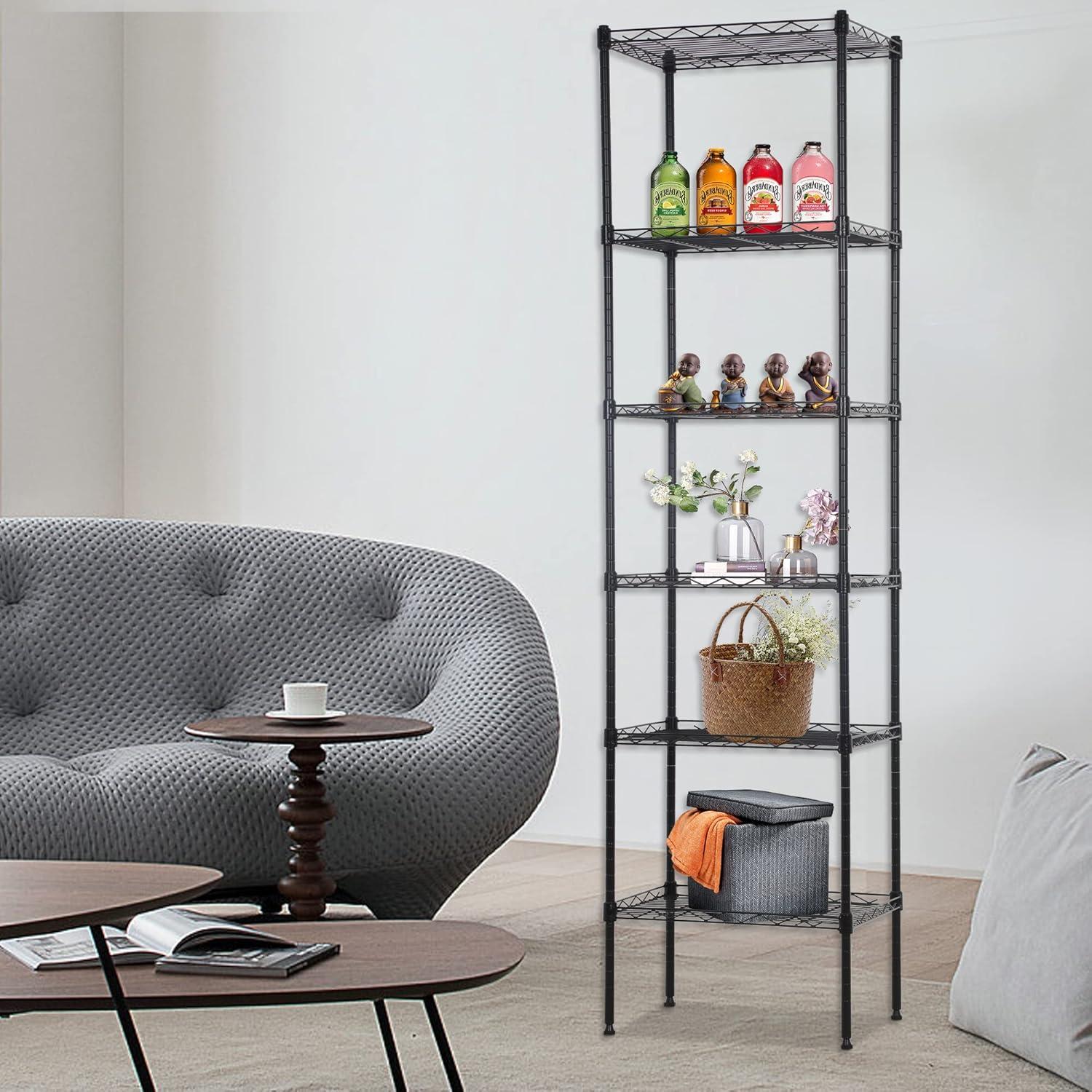 Chrome 6-Tier Adjustable Metal Wire Shelving Unit for Kitchen and Garage