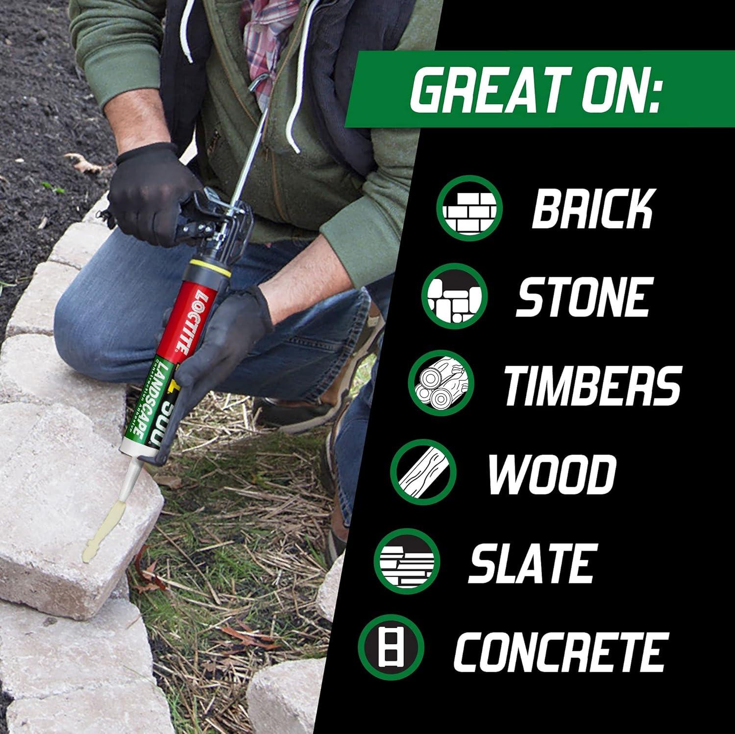 Loctite Landscape Block Adhesive, Paste, Acetone, Beige/Tan, 10 oz Tube