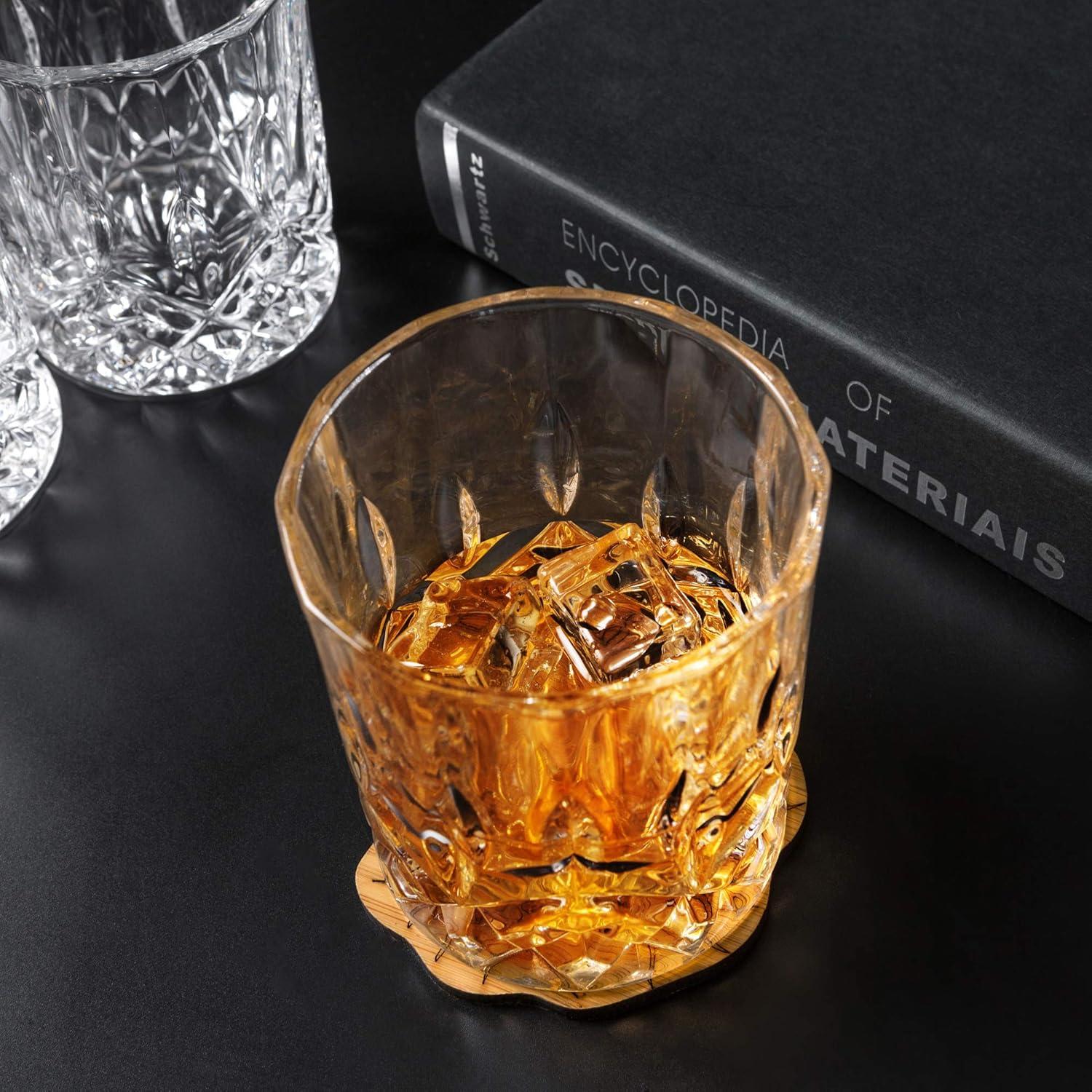 KANARS Whiskey Glasses Set of 4, 10 oz Rocks Glassware for Scotch Bourbon Liquor, Whisky Tumbler
