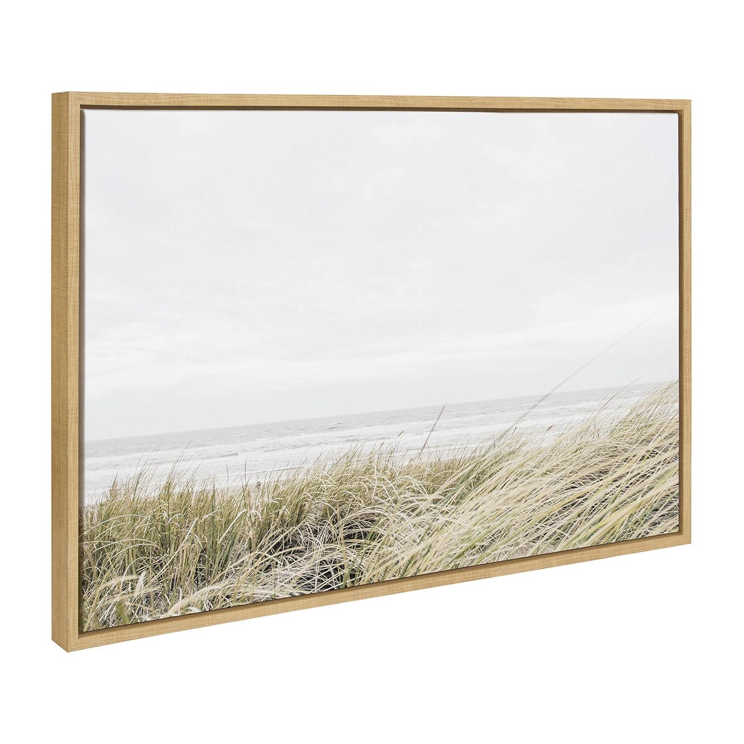 23" x 33" Sylvie East Beach Framed Canvas by Amy Peterson Natural - Kate & Laurel All Things Decor: Coastal Wall Display, Nature Scene