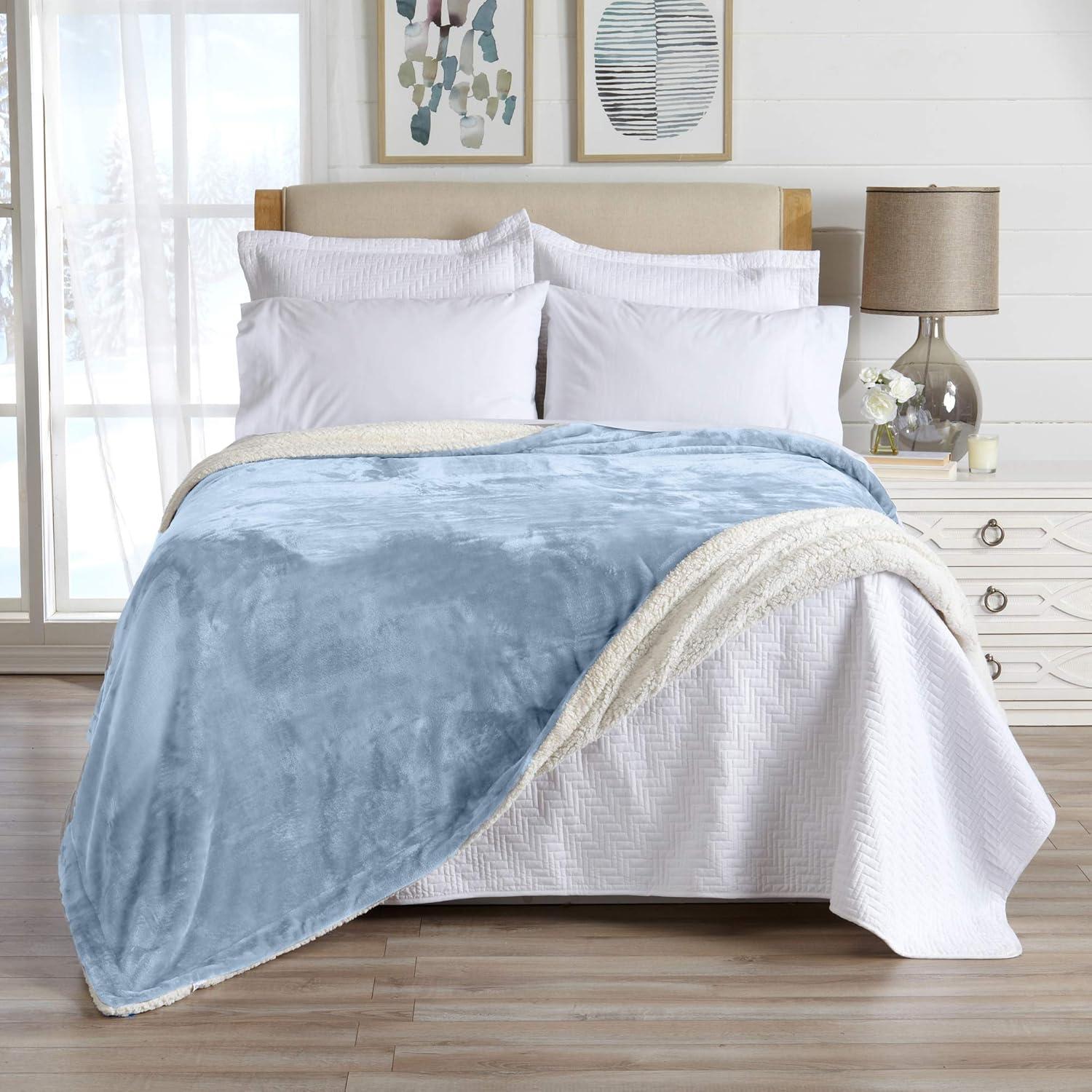 Velvet Plush Soft Fleece Reversible Throw, Warm and Comfortable Bed Blanket - Great Bay Home