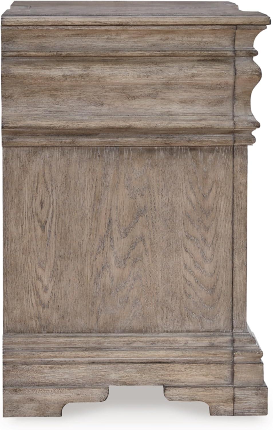 Light Grayish Brown Traditional 3-Drawer Nightstand with USB Charging