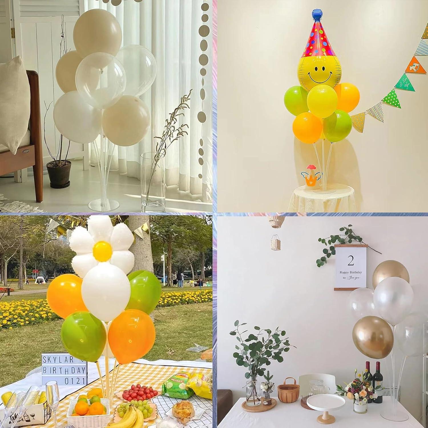 8 Sets 28 Inch Balloon Stand Kits, Balloon Sticks with Base For Table Floor Graduation Baby Shower Happy Birthday Engagement Fiesta Party Decorations Class