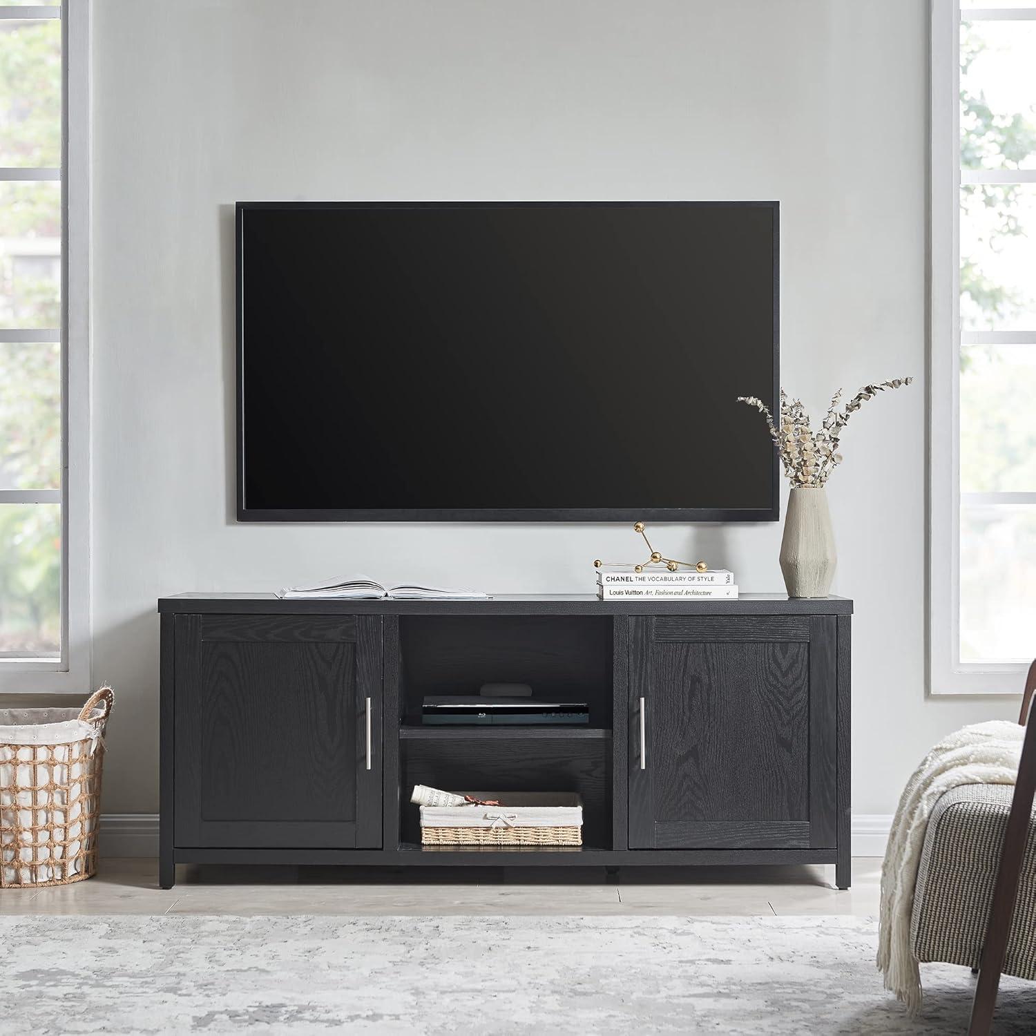 Evelyn&Zoe Strahm Rectangular TV Stand for TV's up to 65", Black Grain