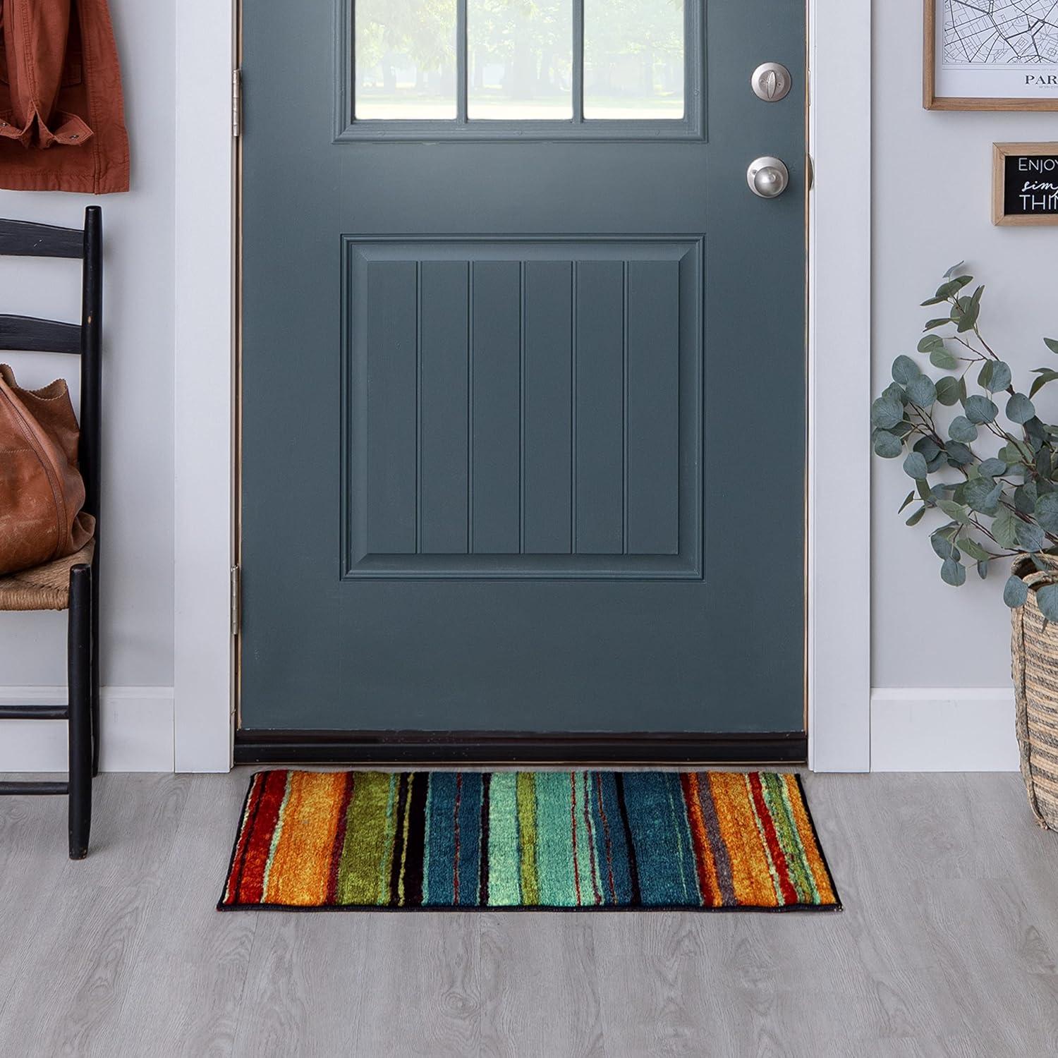 Modern Gray Stripe Tufted Washable Rectangular Area Rug