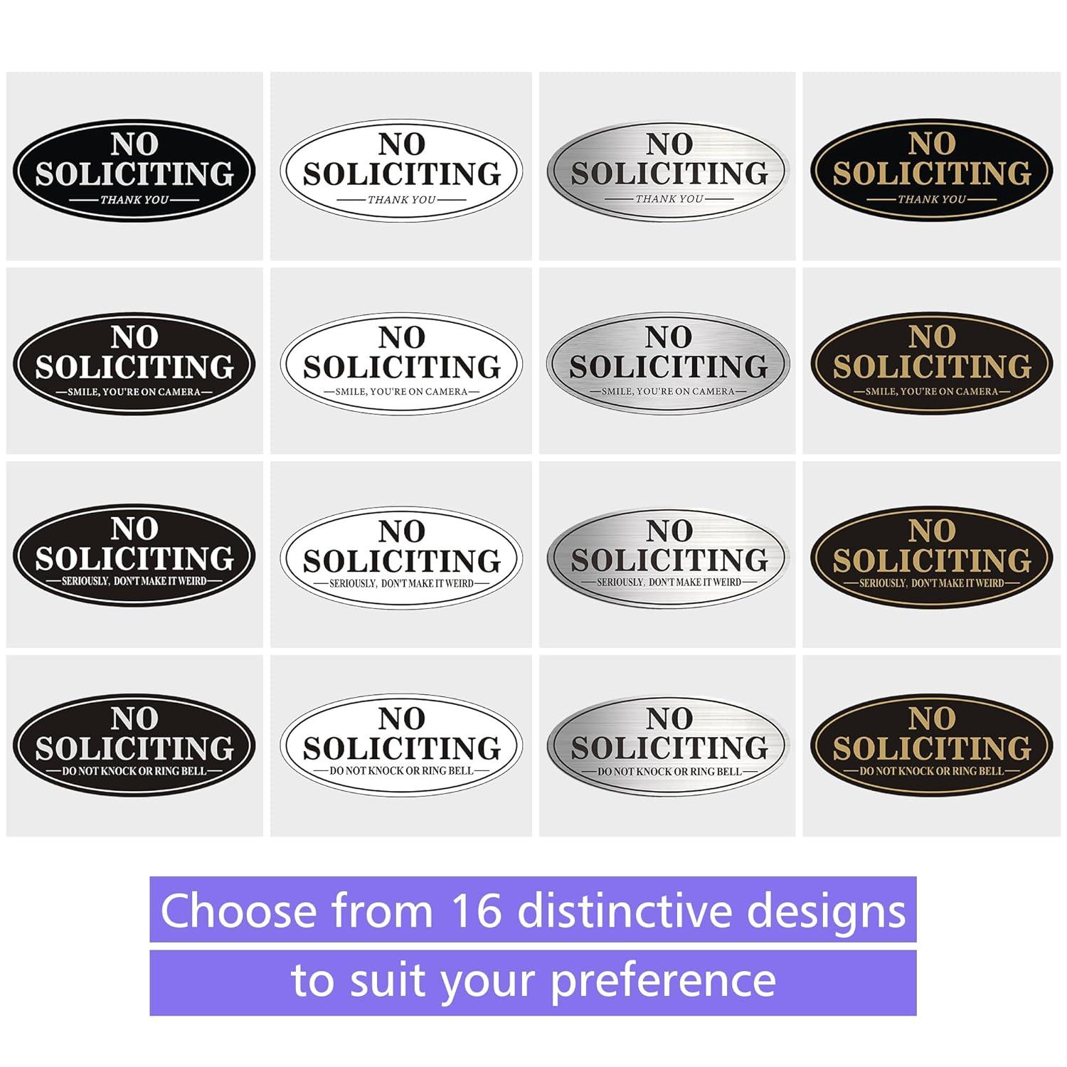 No Soliciting Sign For Front Door, (2 Pack) Self-Adhesive 7 x 3 Inches Seriously Don't Make it Weird Aluminum Metal Signs