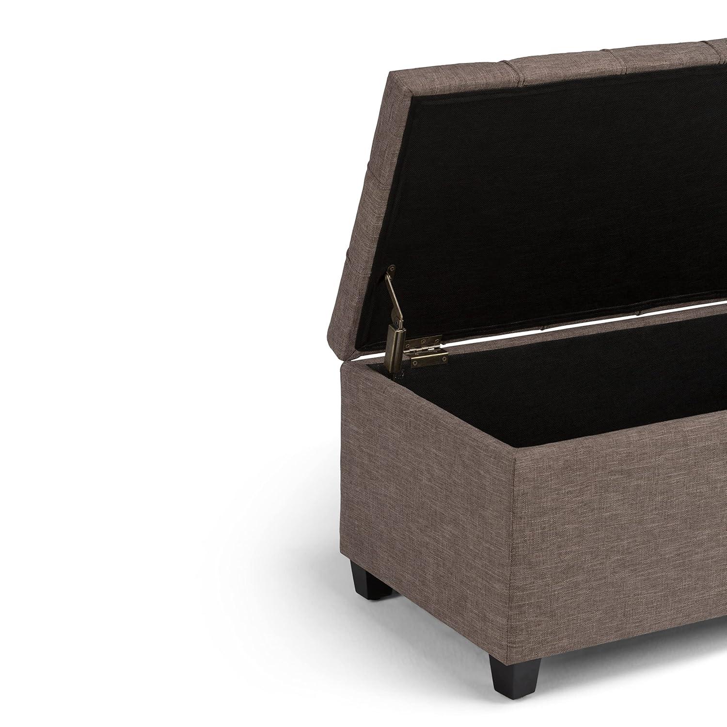 Simpli Home Sienna 33"W Upholstered Storage Ottoman Bench with Lift-Up Tufted Top