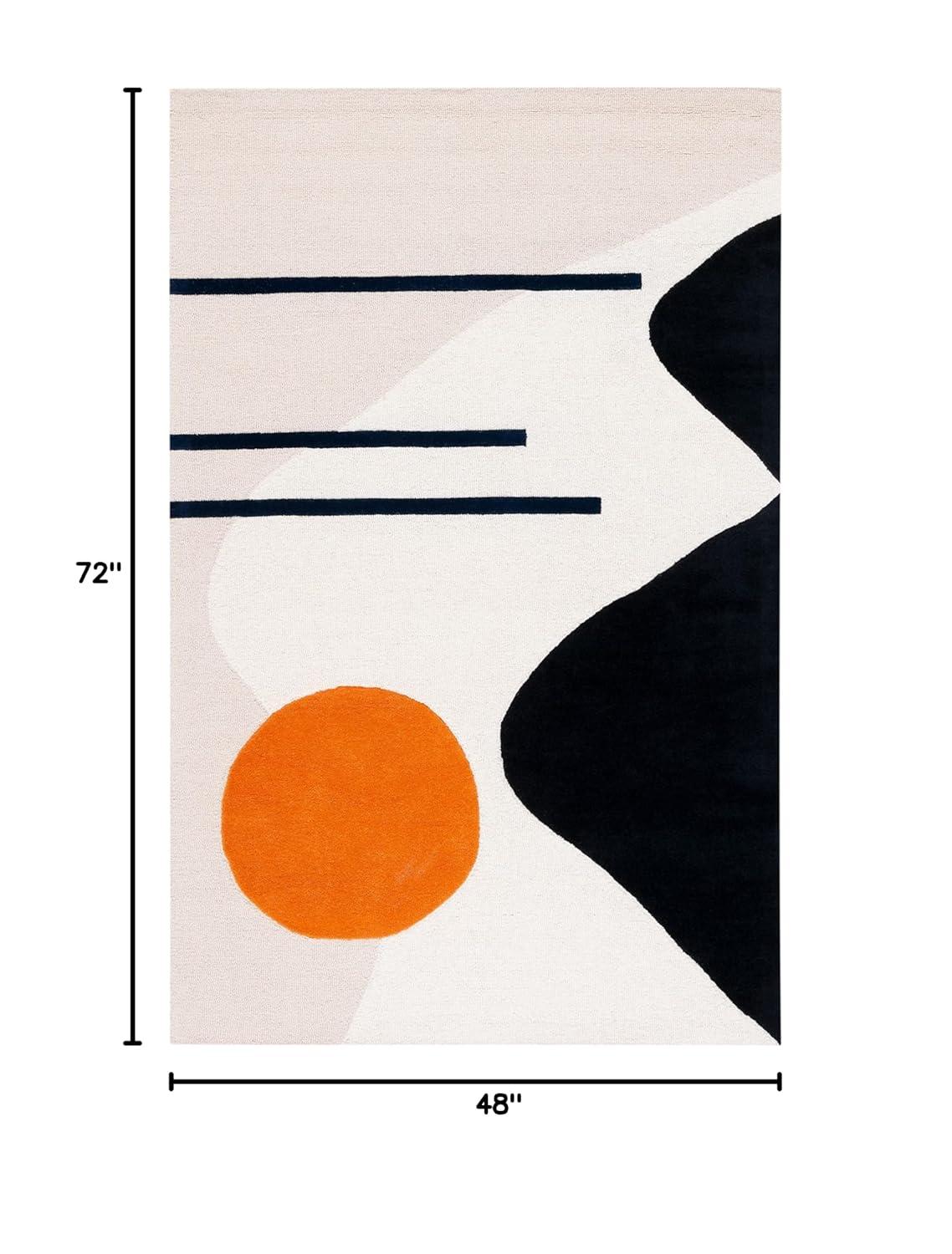 Rodeo Drive RD883 Hand Tufted Indoor Accent Rug - 4'x6' - Beige/Black - Safavieh