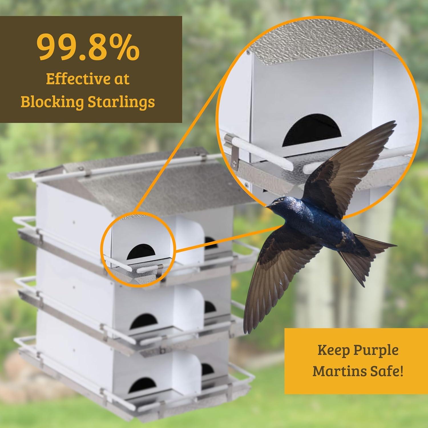 Birds Choice Birds Choice Medium 3-Level, 12-Room Purple Martin Bird House with Starling-Resistant Entrances, White/Grey