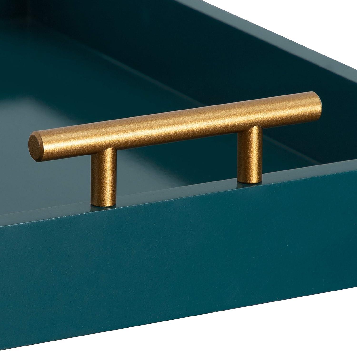 Kate and Laurel Lipton Tray, 16.5x12.25, Teal and Gold