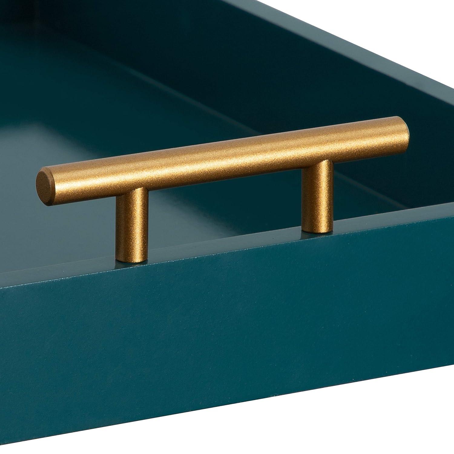 Kate and Laurel Lipton Tray, 16.5x12.25, Teal and Gold