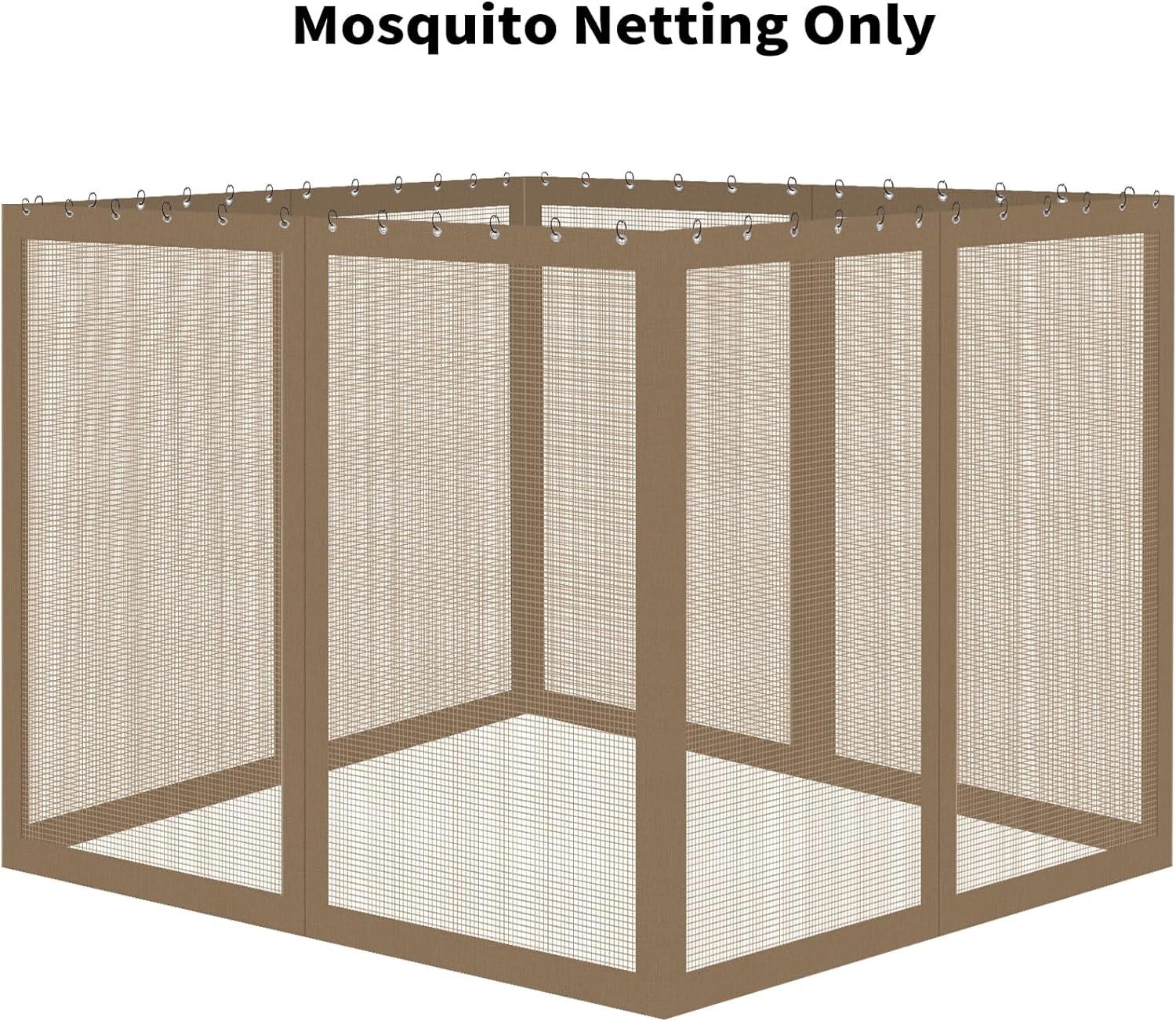 Brown Polyester 10'x10' Gazebo Mosquito Netting with Zipper