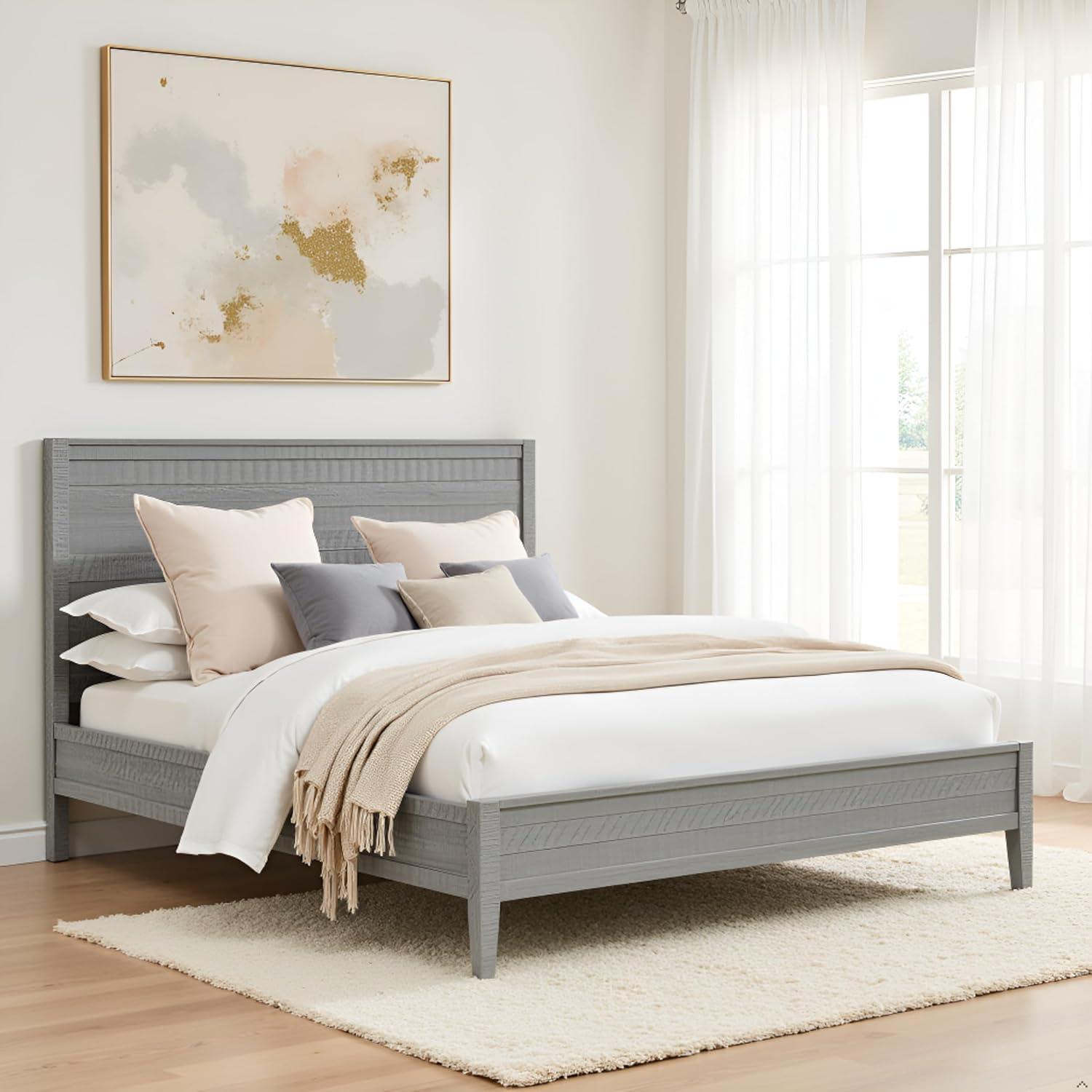 Arden Platform Queen Bed Frame, 6 Drawers, Ample Storage, Sleek Design, Durable Wood, Modern/Rustic/Traditional/Boho Style, 56 in. W x 18 in. D x 36 in. H, panel furniture