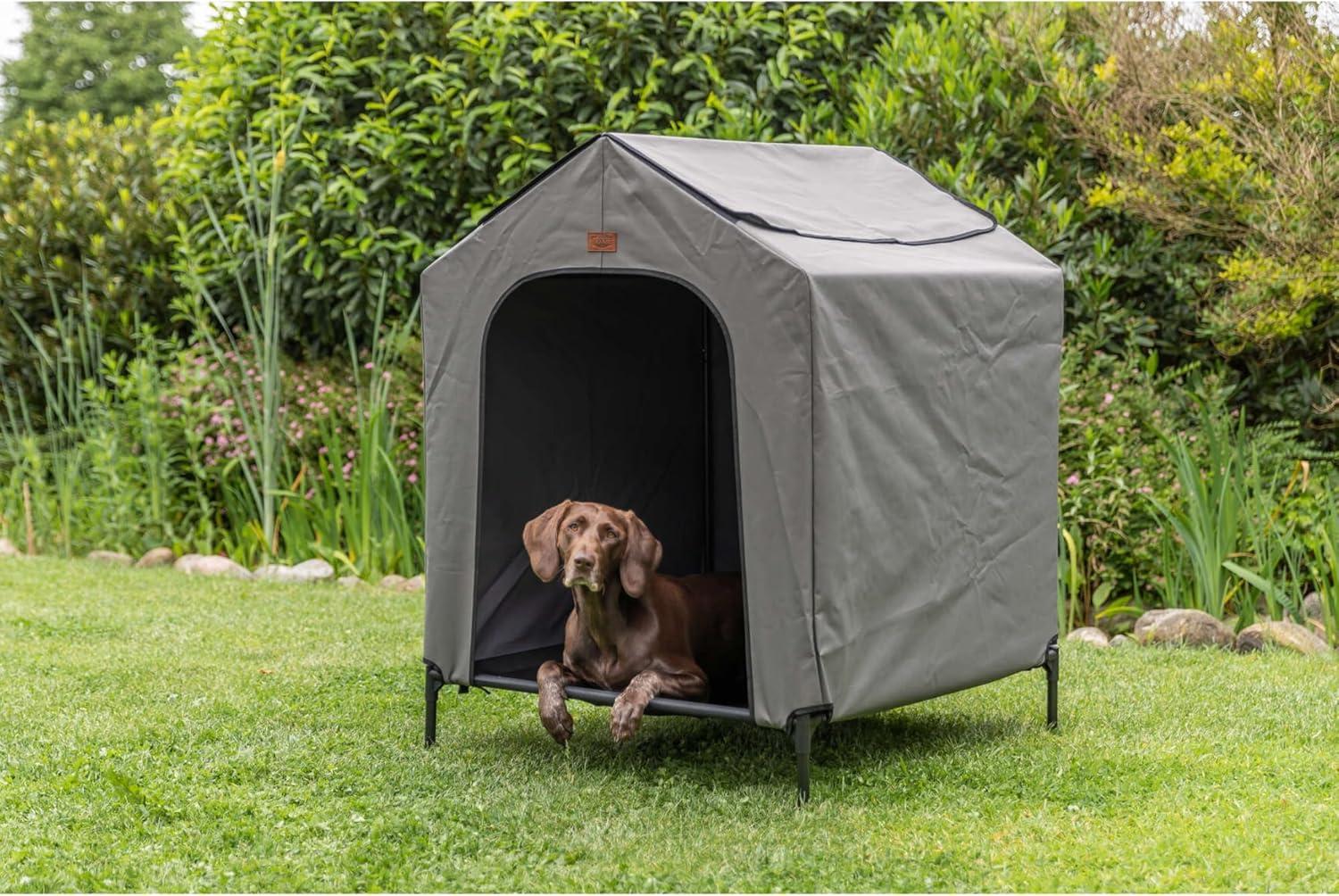 TRIXIE 2-in-1 Elevated Dog House, Portable Pet Camping Cot & Tent, Raised Bed & Dog Shade for Dogs