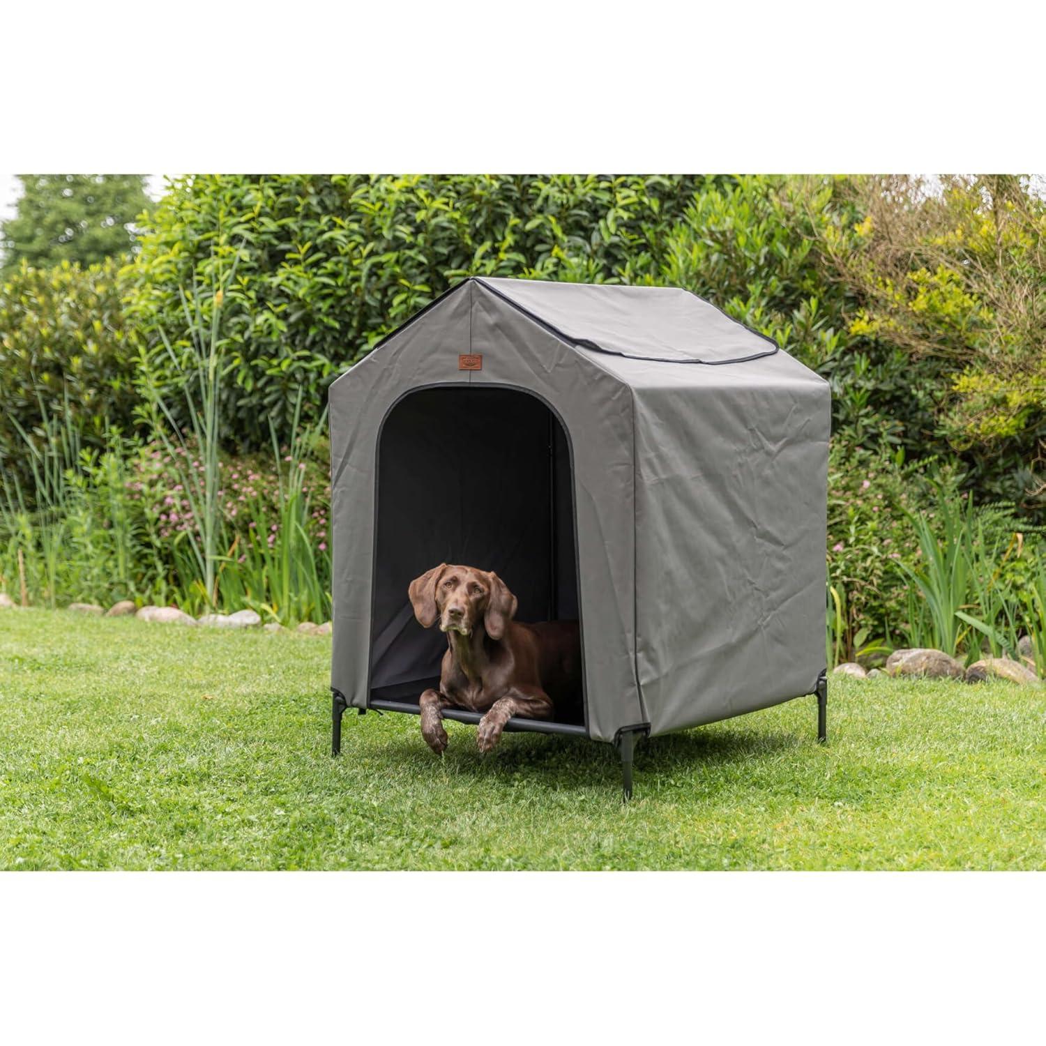 TRIXIE 2-in-1 Elevated Dog House, Portable Pet Camping Cot & Tent, Raised Bed & Dog Shade for Dogs