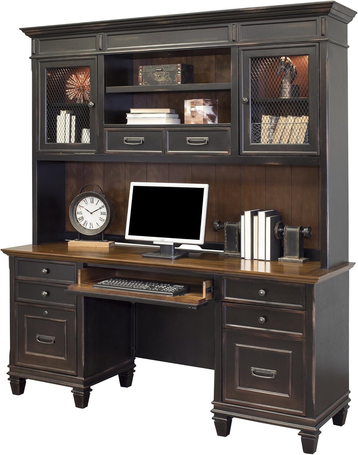 Hartford Black Wood Home Office Desk with USB Ports