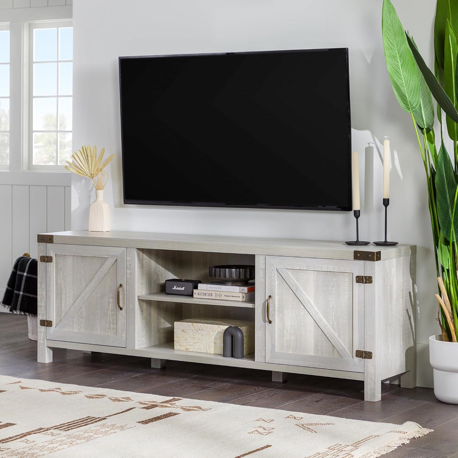 Walker Edison 70" Modern Engineered Wood TV Stand in Stone Gray