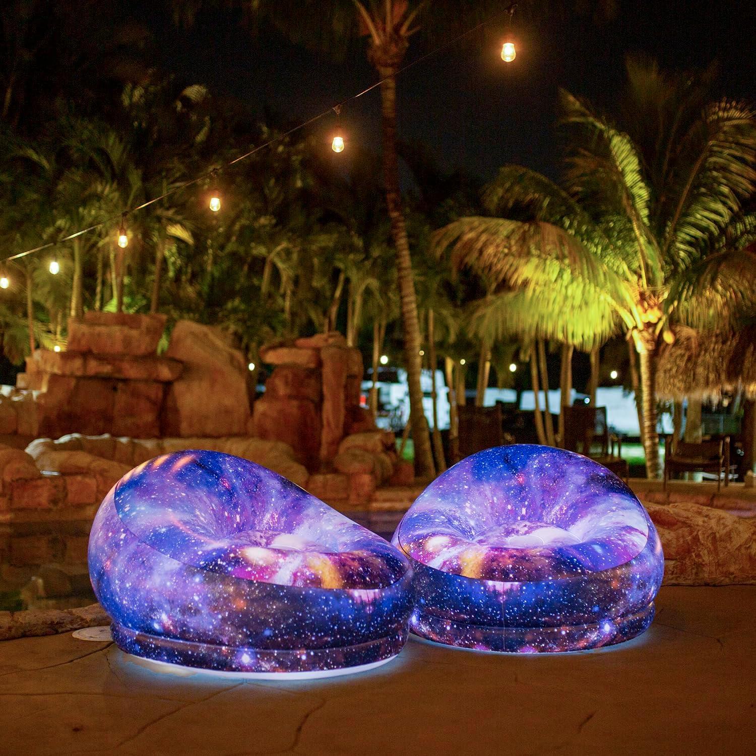 Air Candy Illuminated Inflatable LED Chair (Galaxy Chair Hubble Telescope LED Illuminated Game Chair)