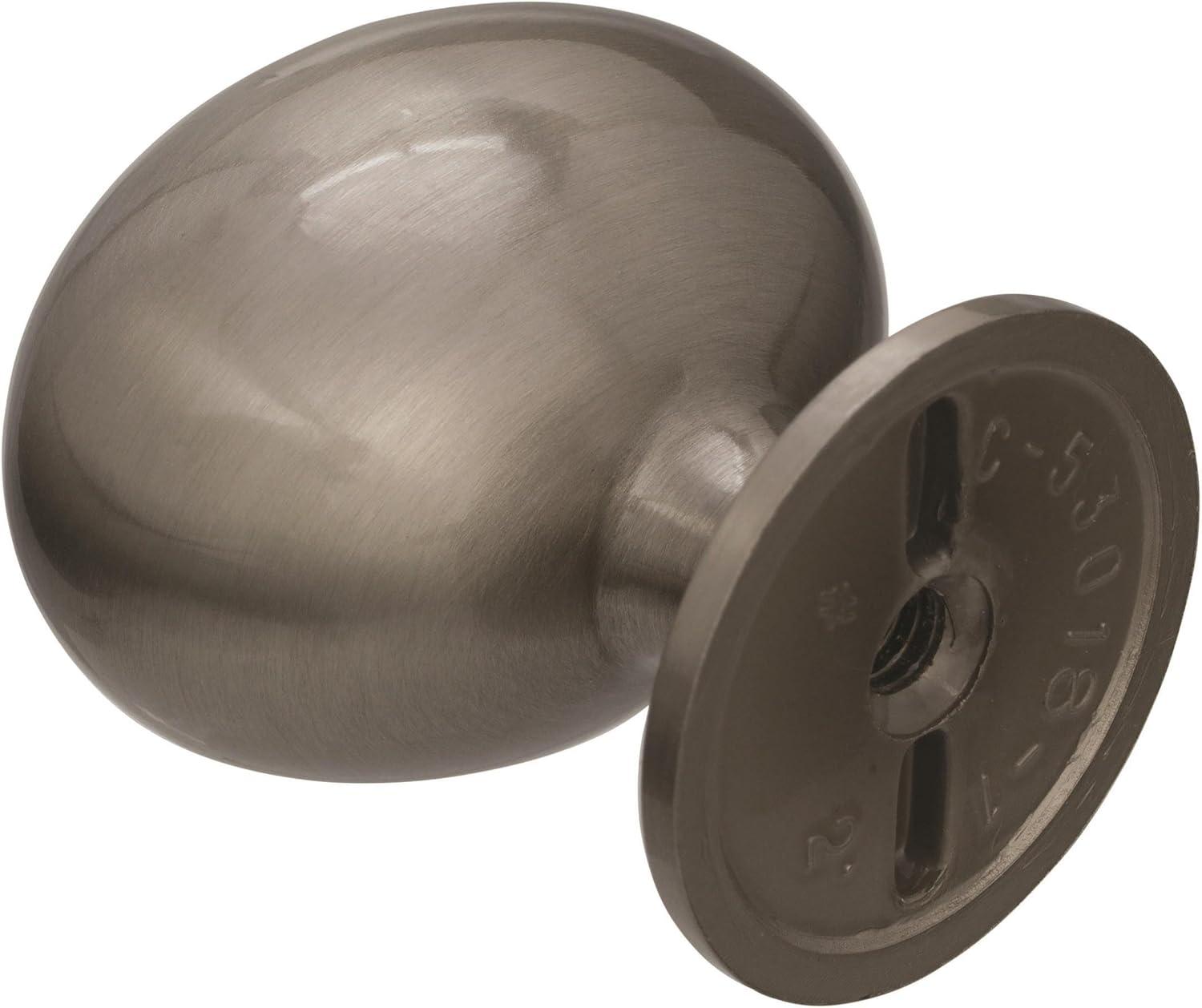 Brushed Nickel Oval Cabinet Knob with Mounting Hardware