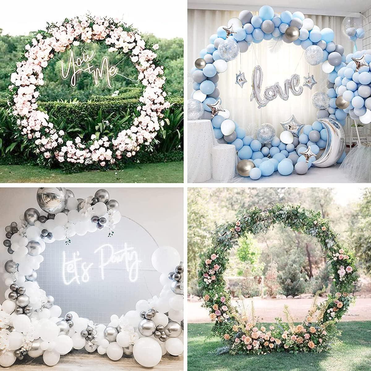 GARFANS Round Backdrop Stand 6.56FT Metal Gold Wedding Arch with Support Feet Nails Circle Balloon Arch Stand Garden Arbor Frame for Wedding Birthday Party Baby Shower Photo Background Ceremony Decor