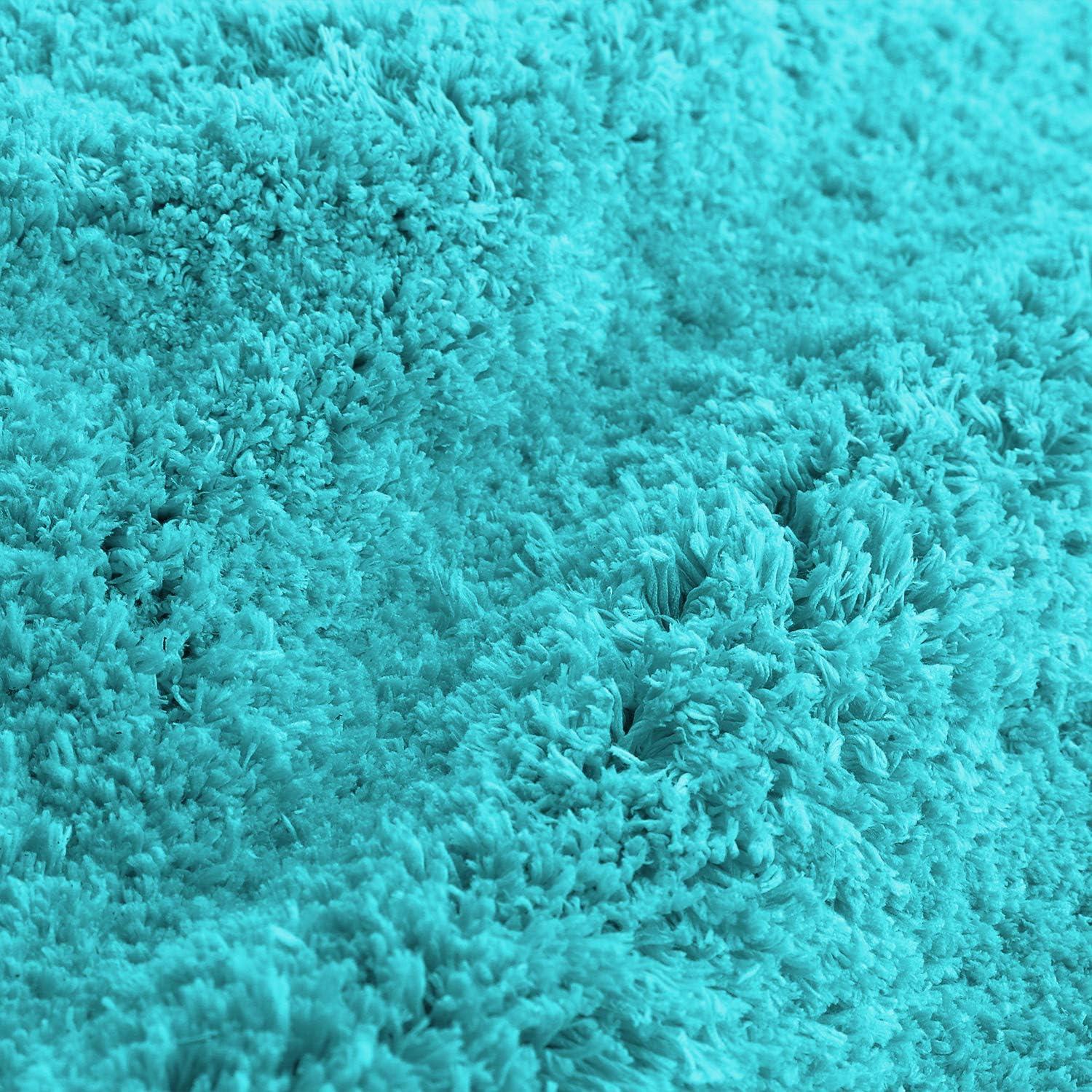 Clara Clark Set of 3 Absorbent Bath Mat Non-Slip Backing Rubber Bathroom Rugs, 17x24 & 20x32, Teal