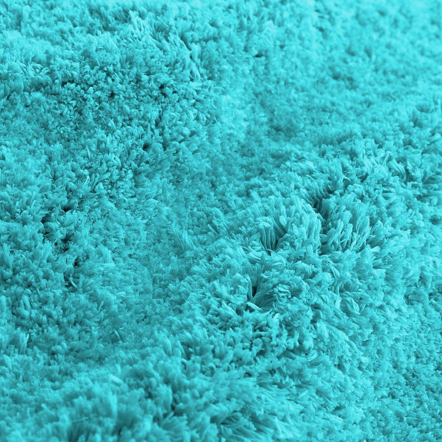 Clara Clark Set of 3 Absorbent Bath Mat Non-Slip Backing Rubber Bathroom Rugs, 17x24 & 20x32, Teal