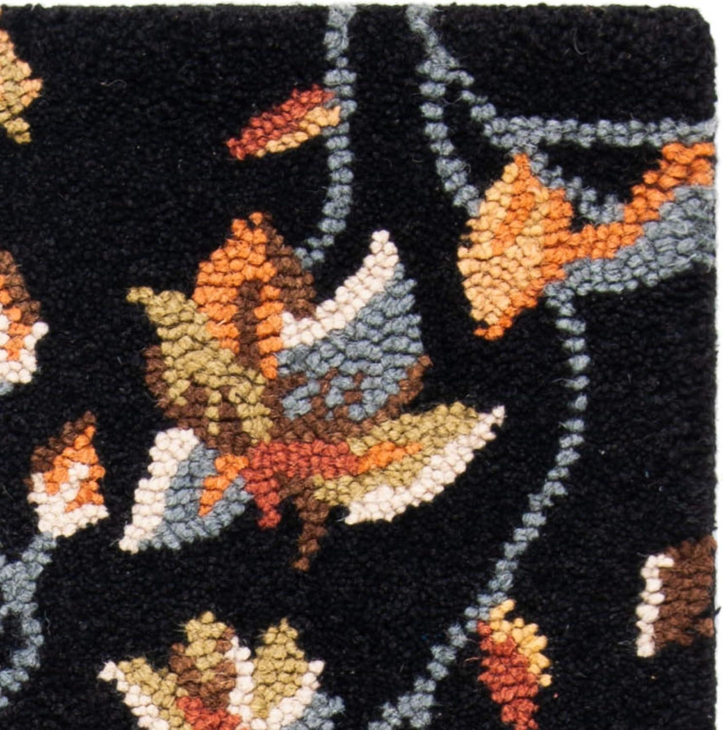 SAFAVIEH Blossom Evelyn Floral Flowers Wool Area Rug, Black/Multi, 5' x 8'