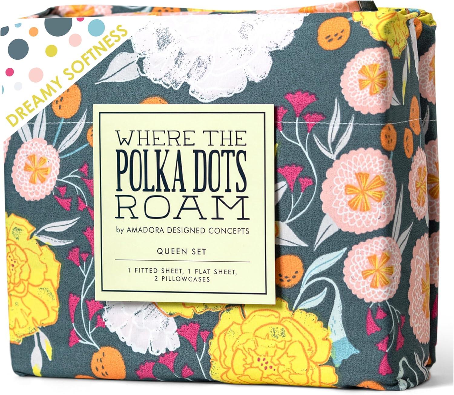 Where the Polka Dots Roam Microfiber Floral Fitted Sheet