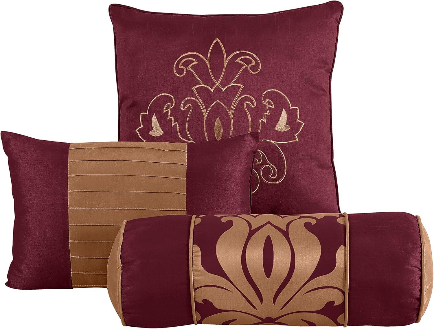 Chezmoi Collection Royale Jacquard Floral 7 Piece Comforter Set