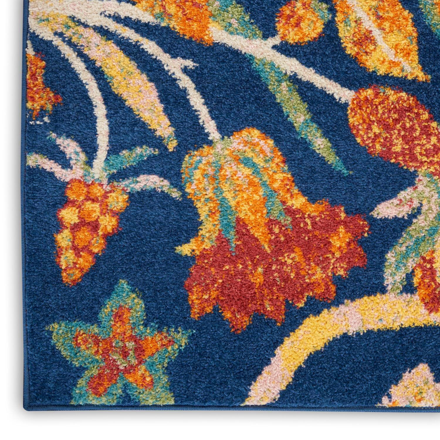 Nourison Allur Botanical Indoor Area Rug Navy Multicolor 9' x 12'