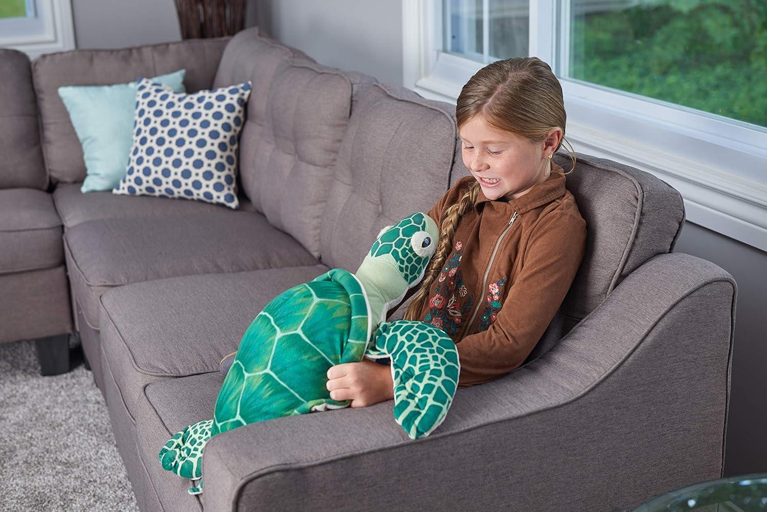 Wild Republic Living Ocean Green Sea Turtle Stuffed Animal, 20 Inches