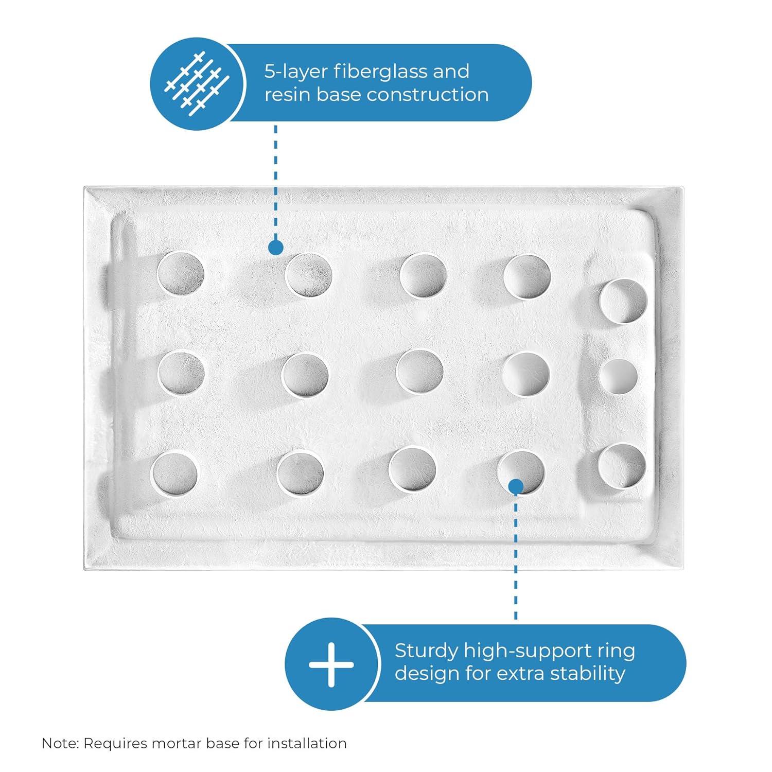 Ove Decors OVE Decors 48" x 36" Rectangle Shower Base Pan, White Acrylic, Hidden Side Drain, Reversible Design 15SSB-483648-WHTWM