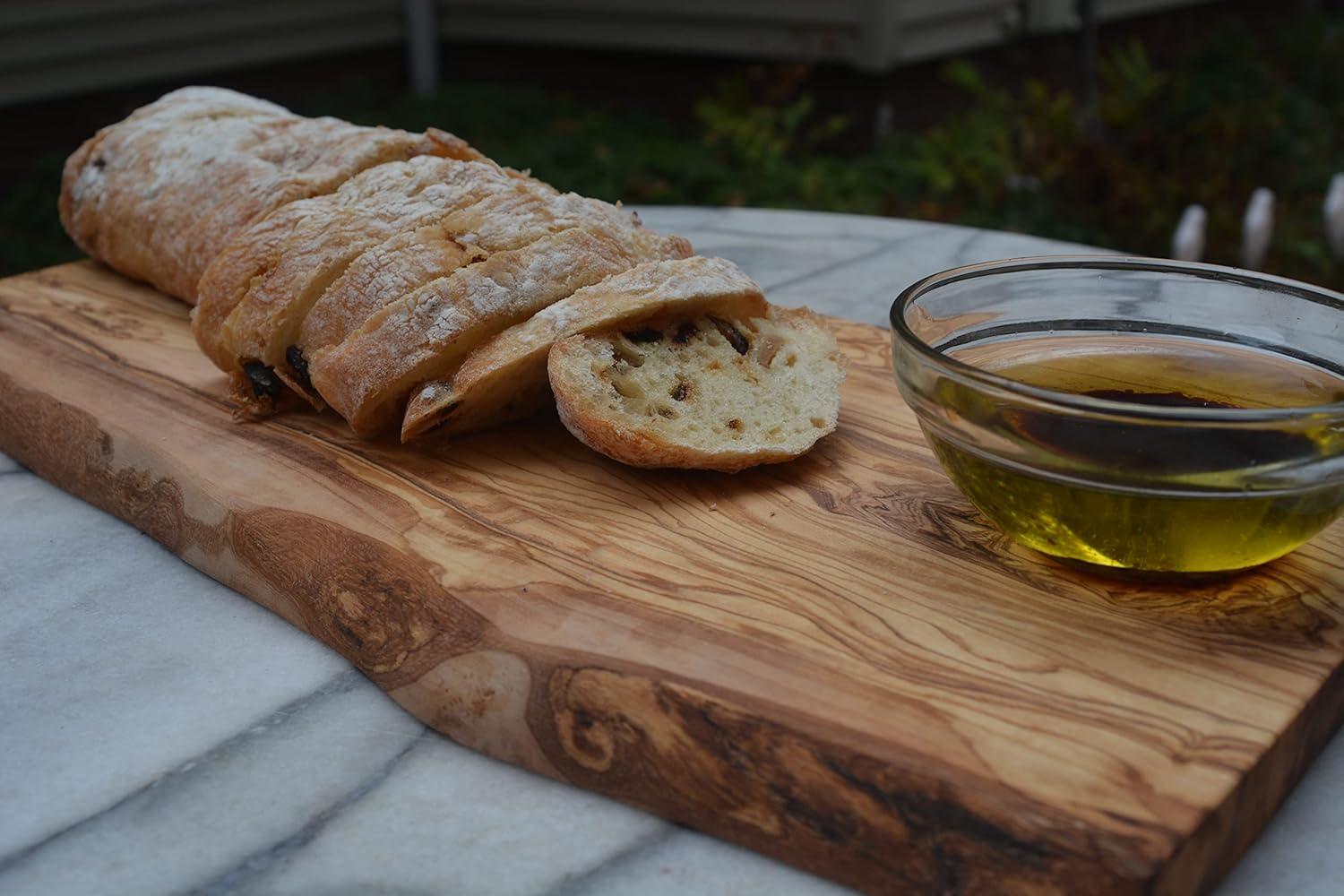 The Live Edge - Olive Wood Cutting Board for Kitchen | Wood Slab for Meat Cheese & Bread Cutting