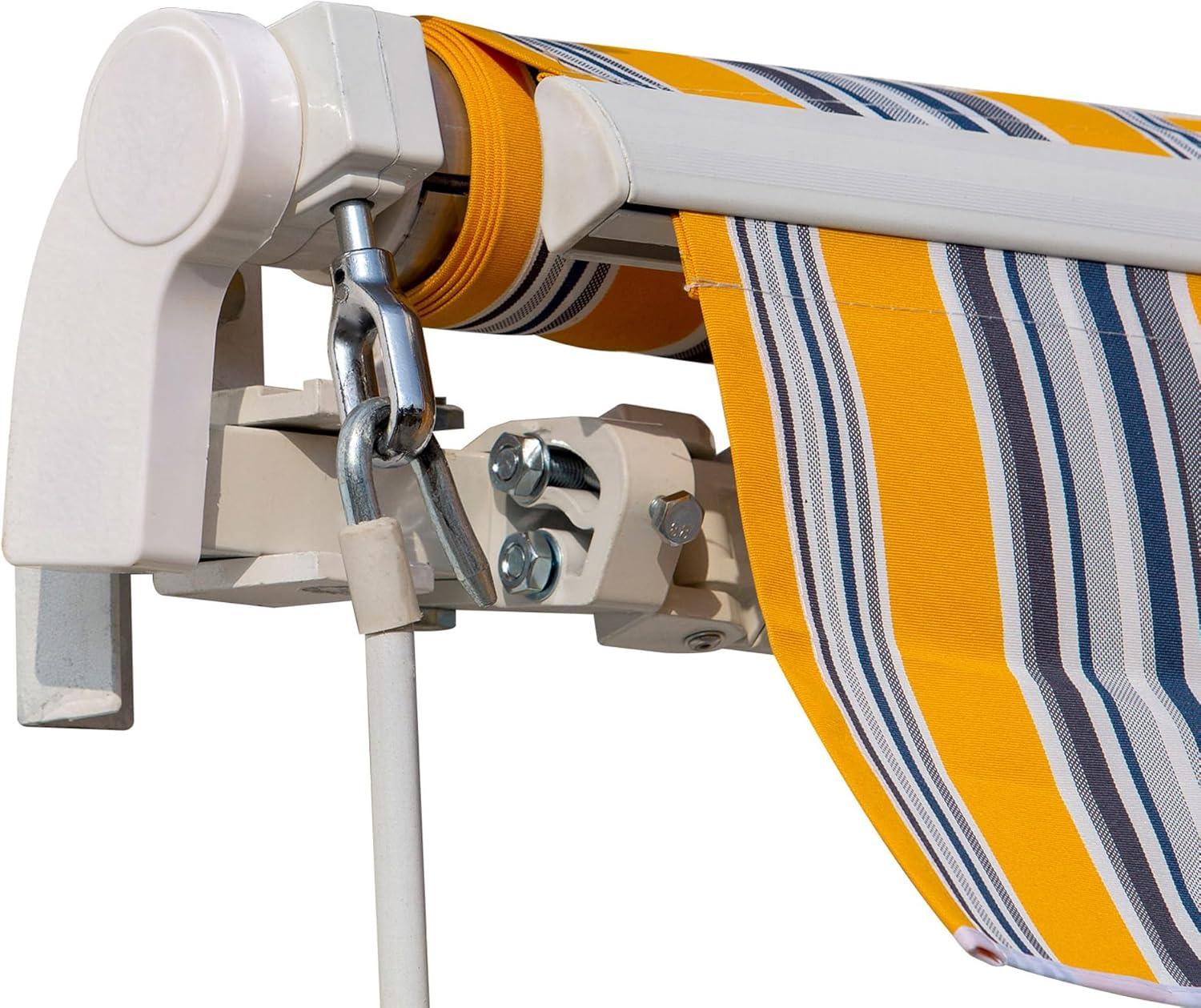 Outsunny 96'' W x 2'' D Fabric Yellow/Blue Cover Retractable Patio Awning