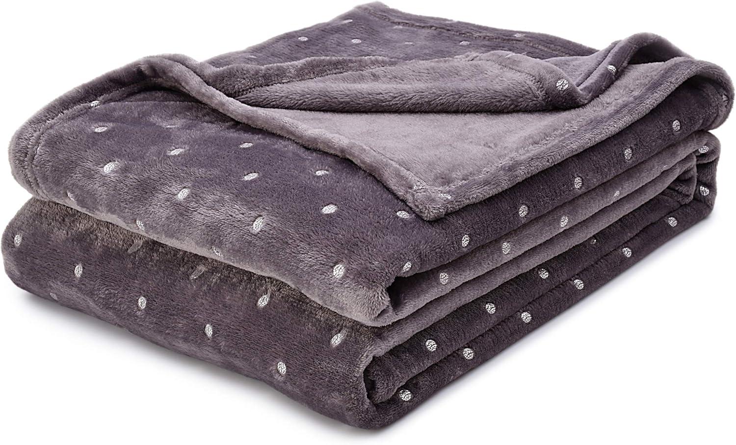 King Gray Polka Dot Fleece Reversible Blanket