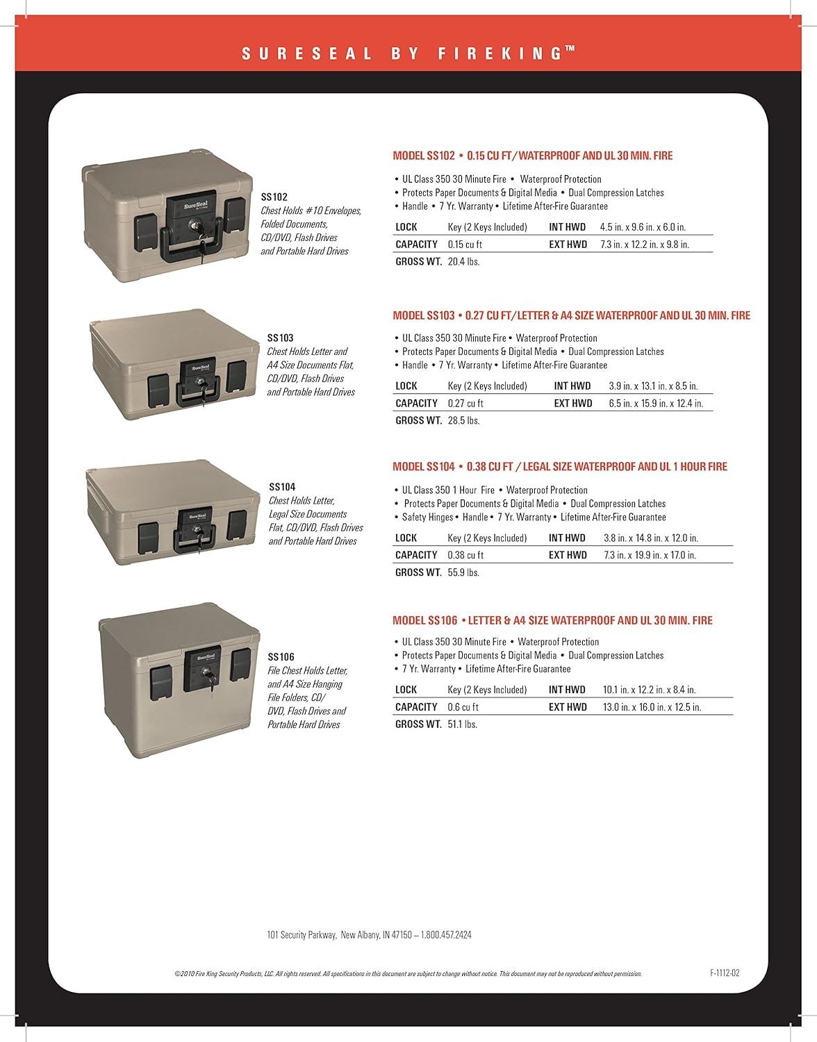 FireKing Fire And Water Chest Safe Box Lock