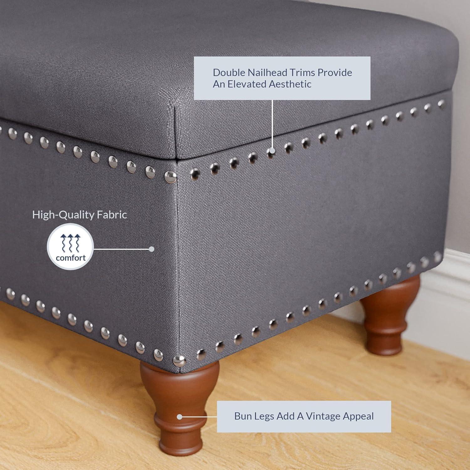 BELLEZE 35 Inch Button Tufted Top Ottoman Bench - Quincy (Gray)