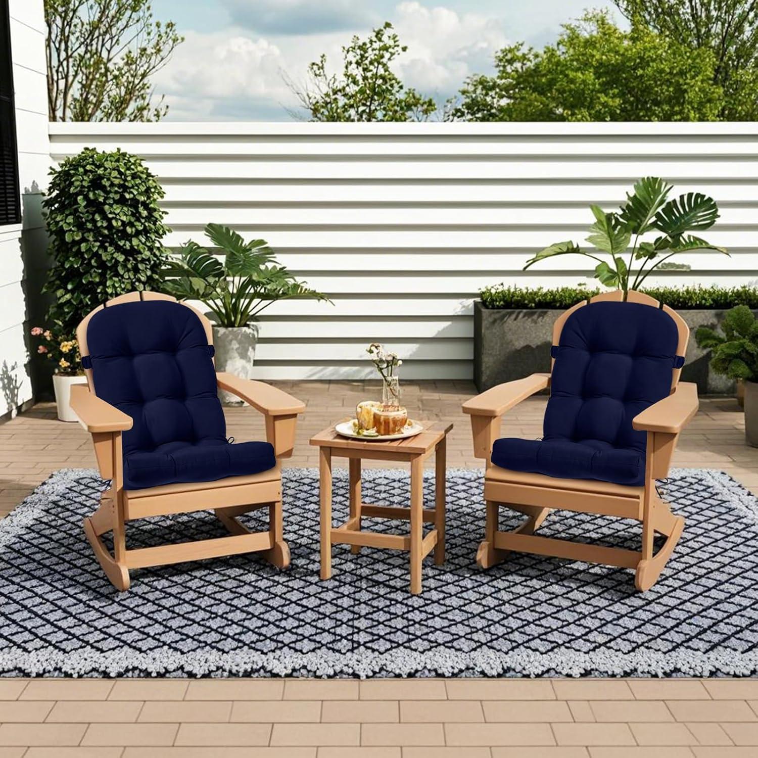 Crestlive Products Adirondack Style Patio Outdoor Chair Cushion for Adirondack Chair or Lounge Rocking Chair - See picture 2-Piece Set, Navy Blue