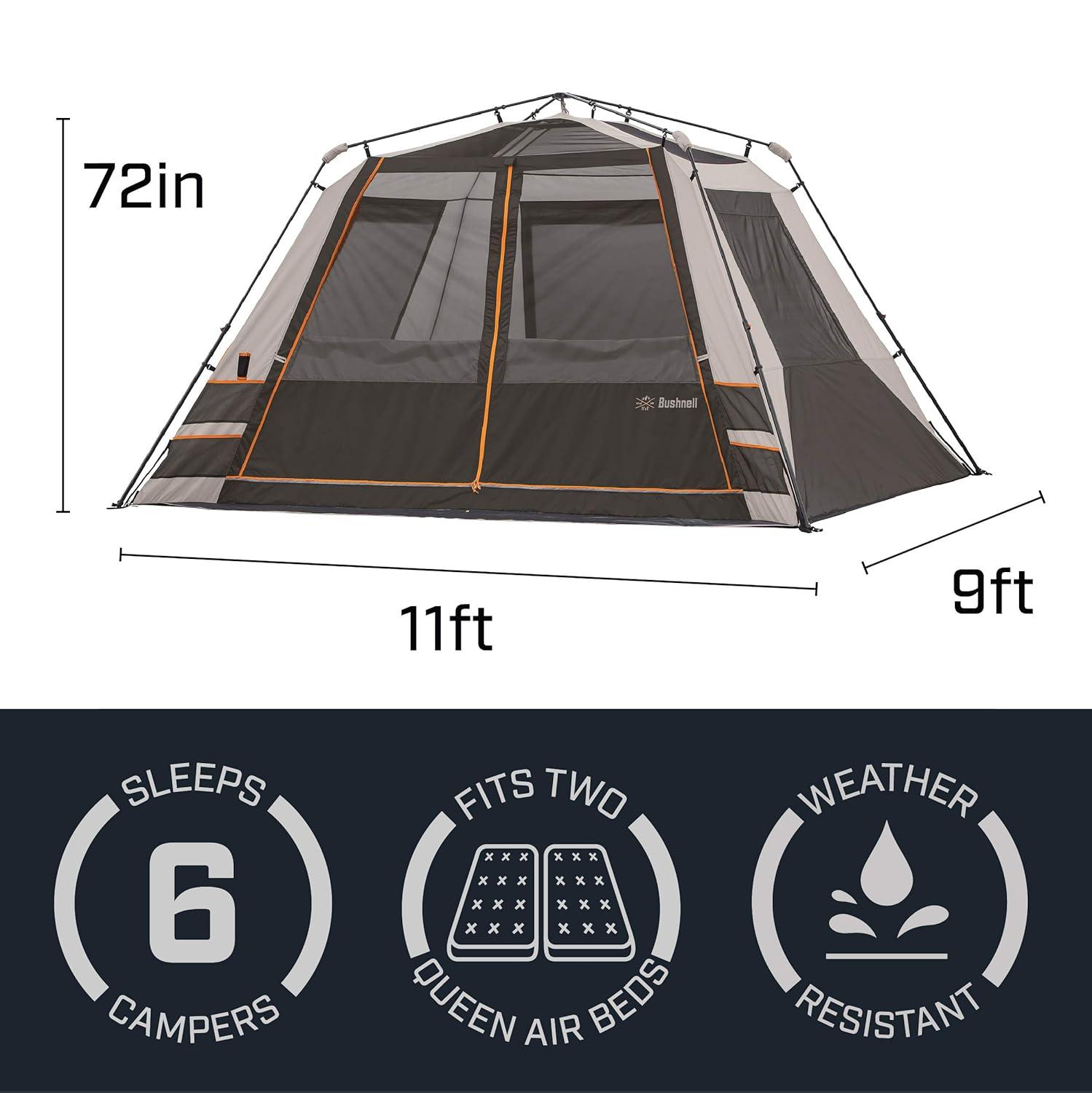 Gray 6-Person Three-Season Instant Cabin Tent with Carry Bag